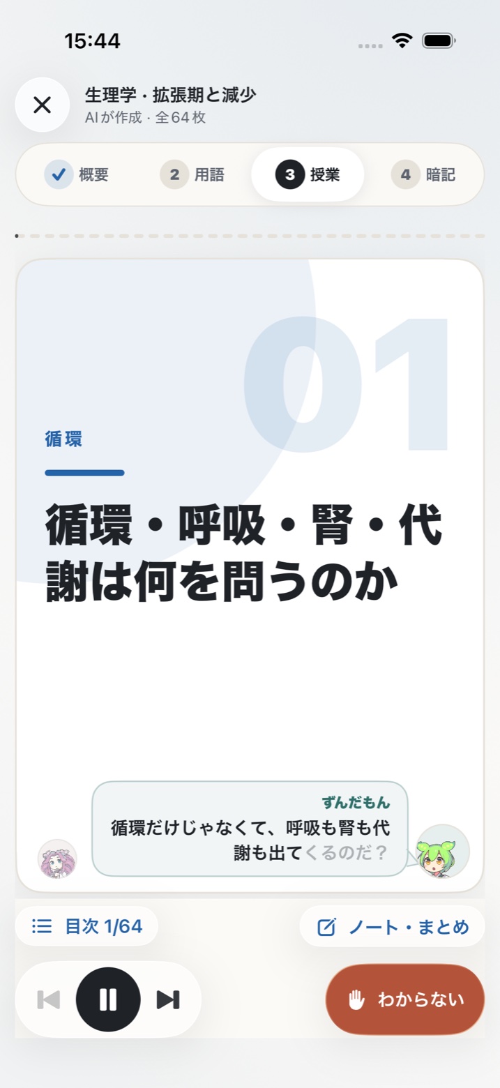 ずんだもんと四国めたんが授業をしている画面